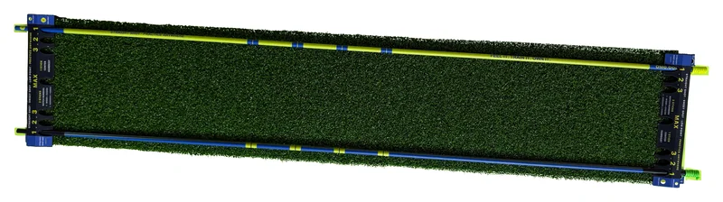 Celá rohožka Straight Mat se dvěma vymezovacími tyčkami a oběma koncovými držáky.